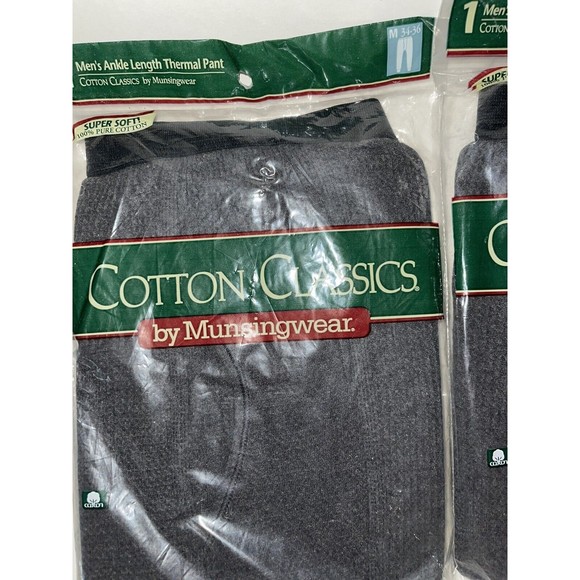 2 Vtg Munsingwear Ankle Length Thermal Underwear Pants Mens Medium 34-36 Grey - Picture 2 of 5